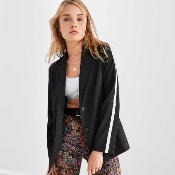 Urban Outfitters Women's Black Stripe Blazer - Picture 1 of 16